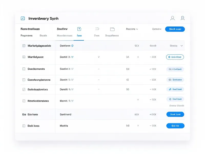 Real-time inventory sync table showing stock levels across marketplaces